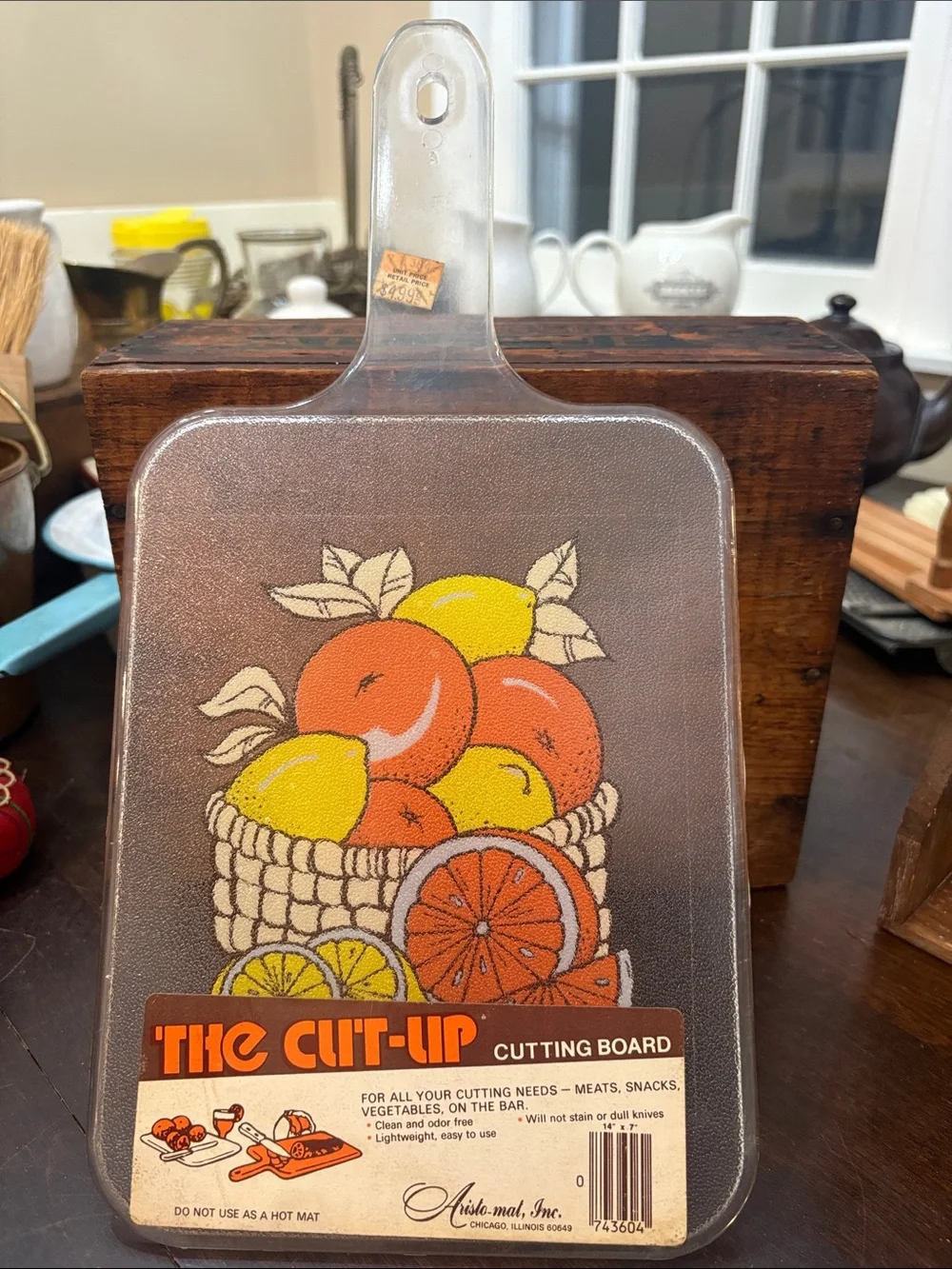 Vintage The Cut-Up Cutting Board with Citrus Basket Graphic